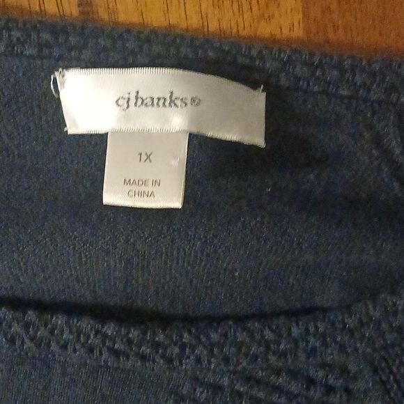 Cj Banks navy blue lightweight casual fall sweater with plaid hem Sz 1X NWOT - Picture 7 of 7